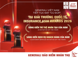 Generali nhận cú đúp giải thưởng về công nghệ và dịch vụ khách hàng tại Insurance Asia Awards 2026